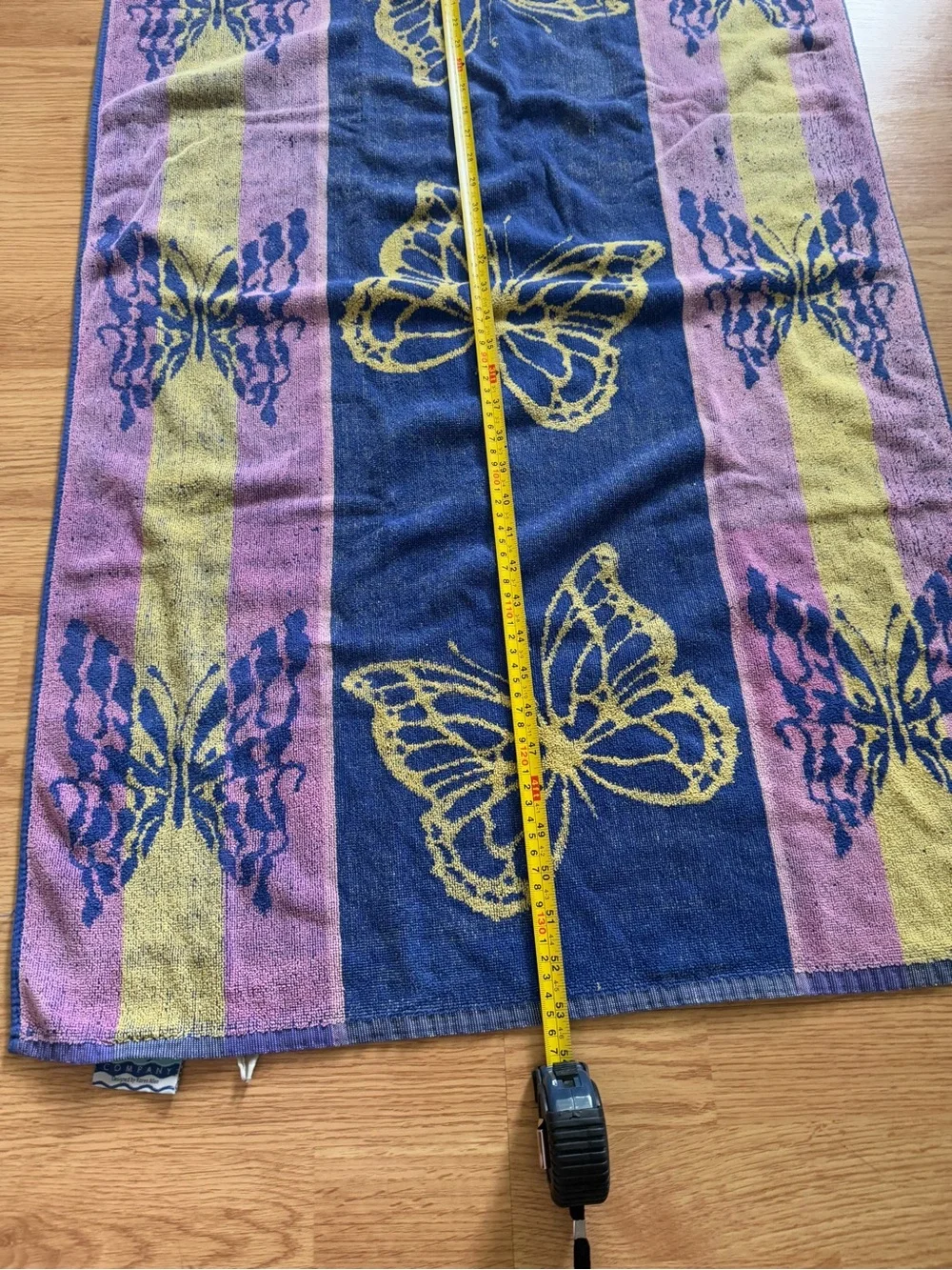 Vtg 80s Cecil Saydah Karen Allen Butterfly Beach Towel Body Sheet Reversible